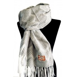 Chal, bufanda blanco y gris zigzag, colección: Lana de...